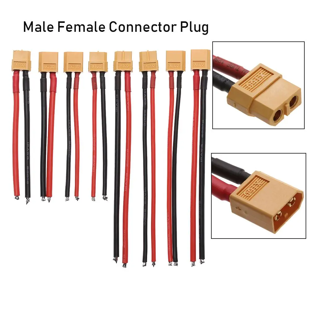 12 AWG/14 AWG Wires With Silicone Wire Cable Dual Extension XT60 Connector Plug Female / male 10CM/15CM Battery Connectors