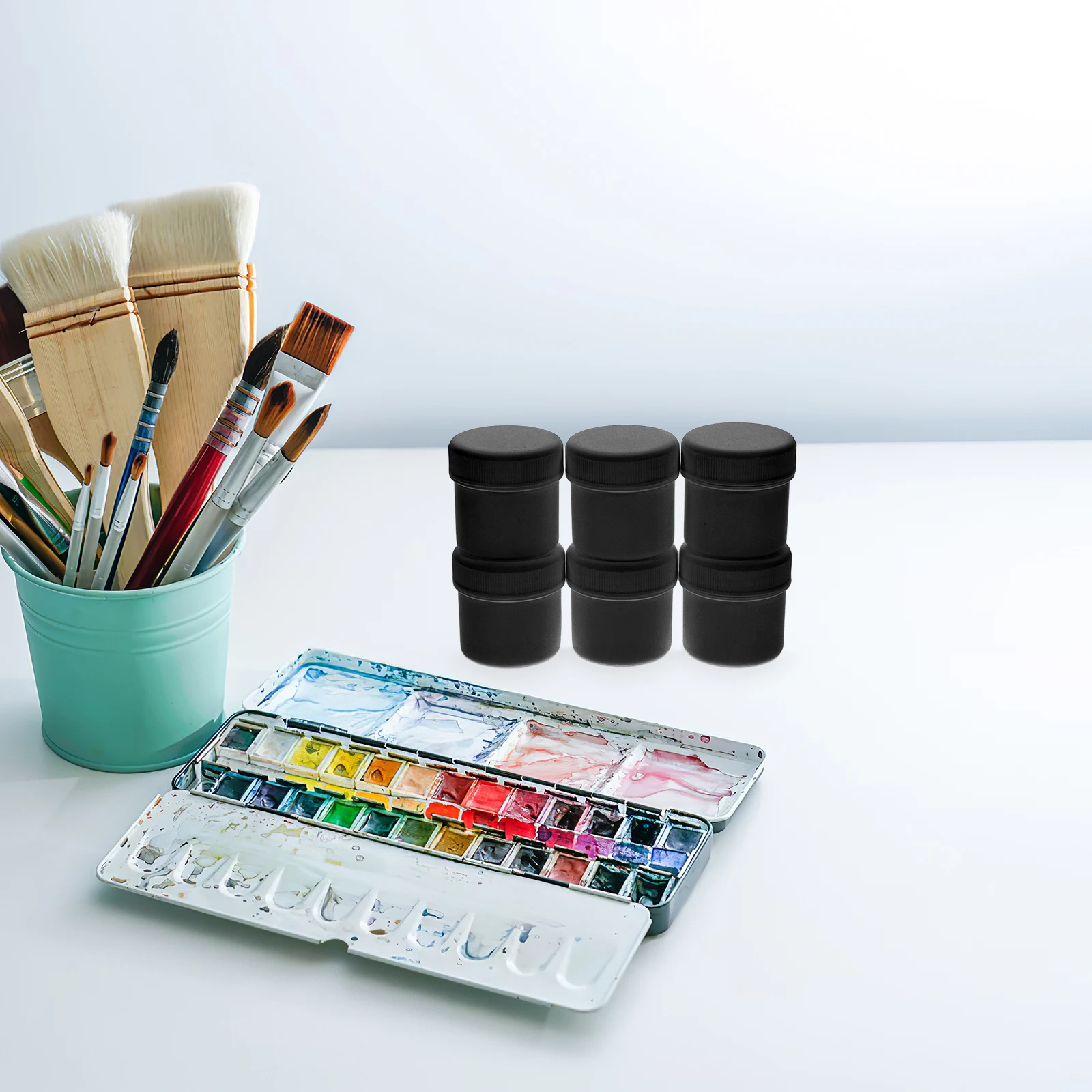 

6pcs Plastic Paint Buckets Empty Leakproof Reusable Storage Bucket With Lid Sturdy Portable Multi-Functional Paint Storage