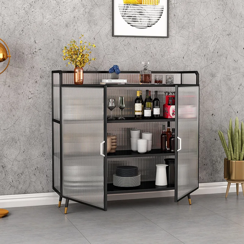 Wrought iron Changhong glass side cabinet, locker, living room wall storage, kitchen utensils, tea cabinet