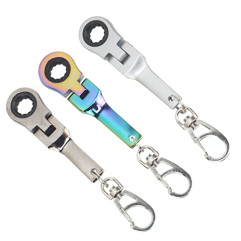Creative 10mm Ratchet Wrench Mini Shaped JDM Metal Racing Keychain Key Chain Ring Keyring Adjustable Wrench Tools