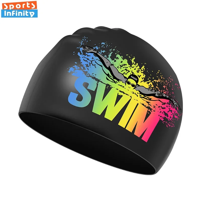 Gorros de natación profesionales impermeables de silicona, protección para los oídos, gorro de natación estampado de Color sólido para adultos y niños, accesorios de piscina