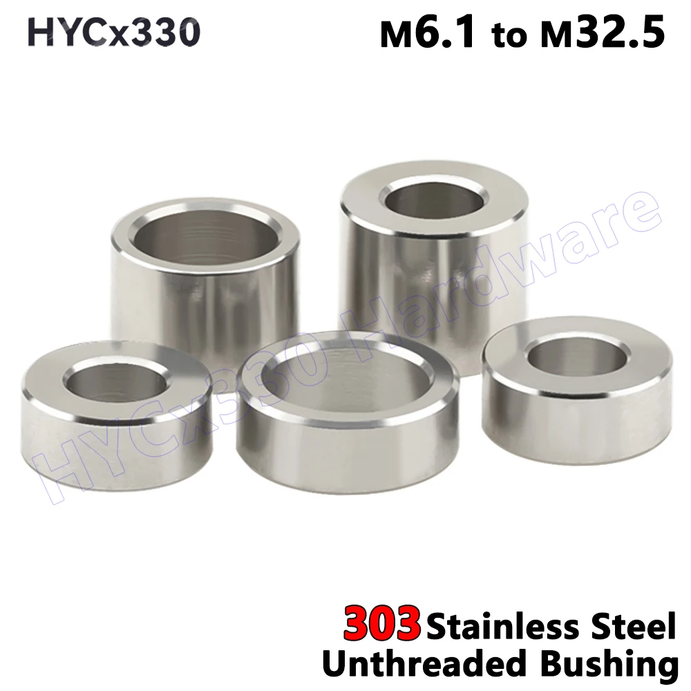 303 Stainless Steel Spacer M6.1 to M32.5 Unthreaded Bushing Washer Round Hollow Standoff Straight Through Column Gasket Sleeve