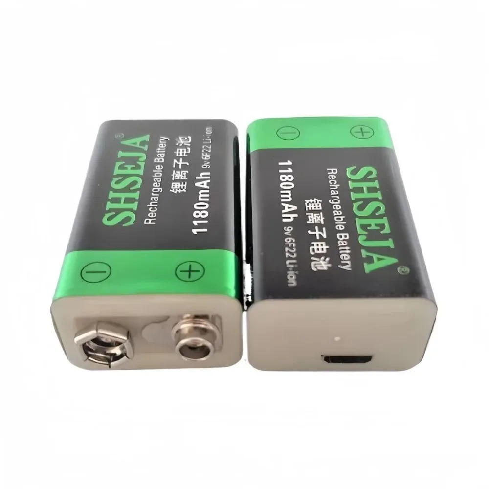 بطارية ليثيوم أيون 1180 مللي أمبير 9 فولت 6F22 USB شحن سريع عبر كابل USB