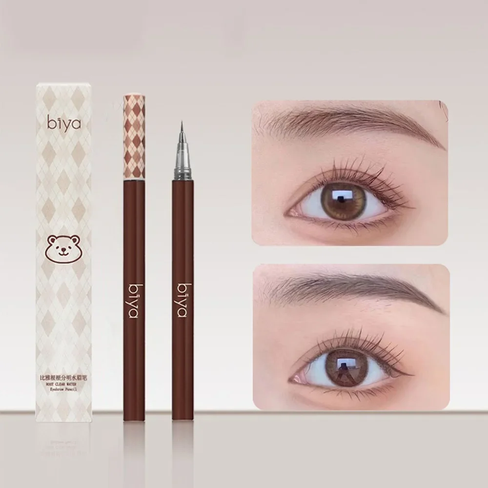 Biya Liquid Eyebrow Pen Altra Thin 0.01mm Waterproof Eyebrow Pencil Sweat-proof and Colorfast Easy To Draw Brown Eyebrow Grey