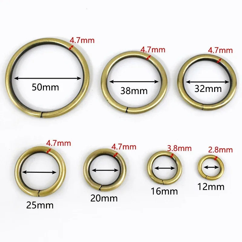 20Pcs 20/25/32/38mm Metal O Ring Buckles for Bag Straps Backpack Loops Clasp Keychain Connector Leather Hardware Accessories
