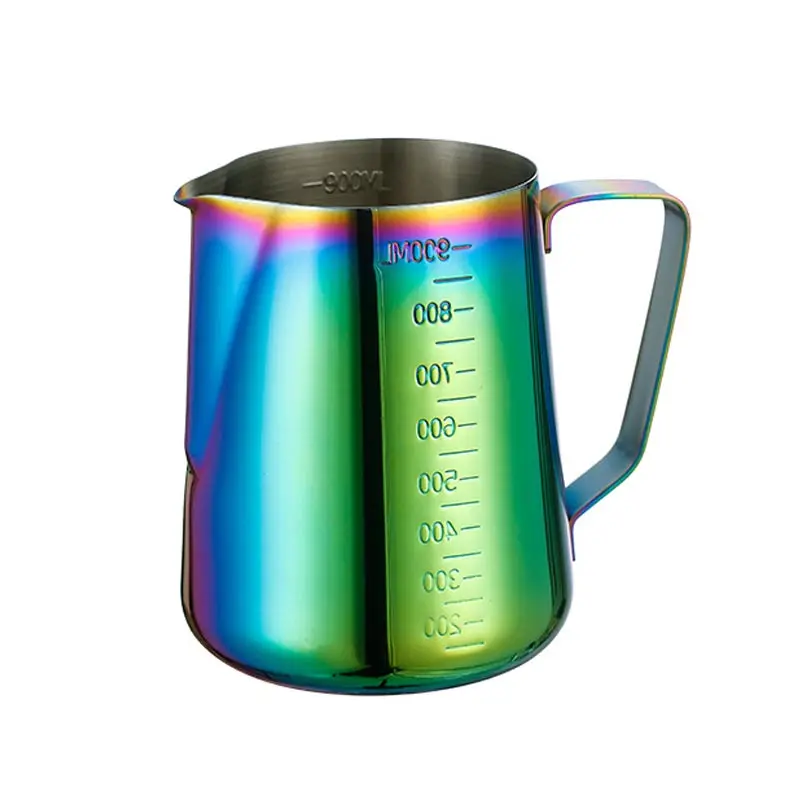 350/600/900ml café leite puxar flor copo de aço inoxidável antiaderente jarro de espuma cappuccino latte arte jarro copo