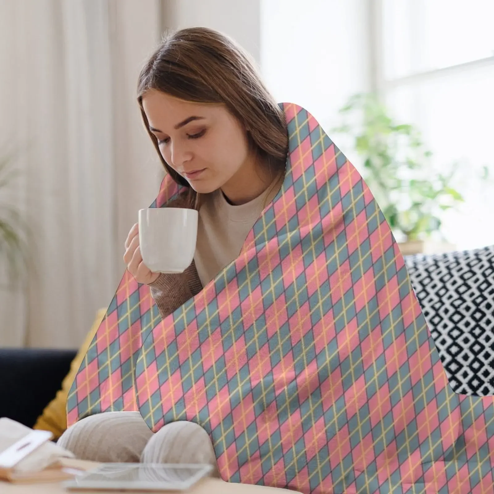 بطانية رمي Howl's Argyle، أرائك قطيفة كبيرة جدًا، أفكار هدايا عيد الحب