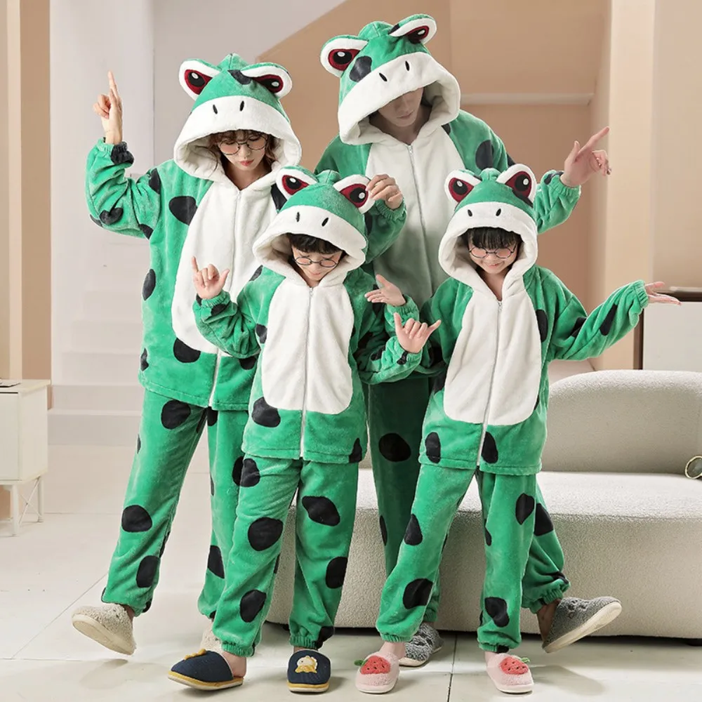 Unisex Adult Kids Halloween Costume Christmas Cosplay Two-Piece Pajamas For Women Men Boy Girl Frog Animal Party Suit Sleepwear
