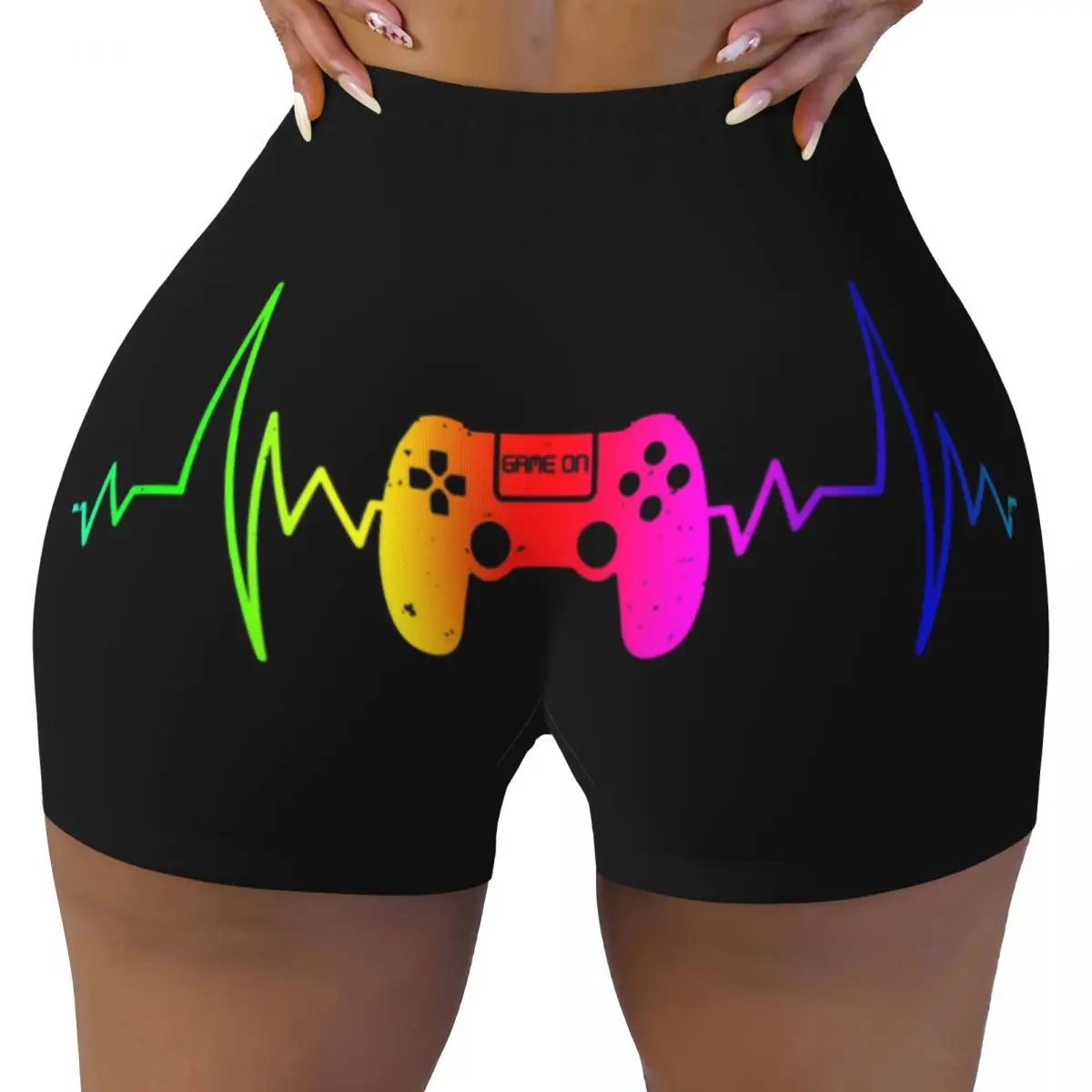 Custom Women's Video Gamer Gaming Controller Workout Yoga Shorts Gamer Gaming Gym Athletic Volleyball Biker Shorts