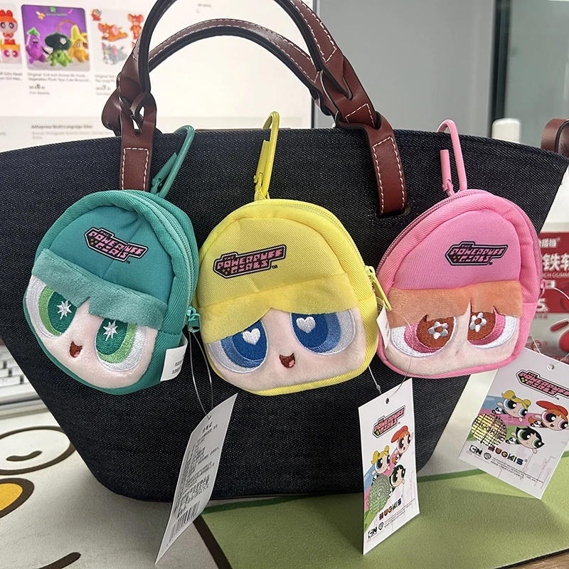 Original The Powerpuff Girls peluche casque sac mignon joli porte-monnaie sac à bandoulière 10 cm cadeau de saint valentin
