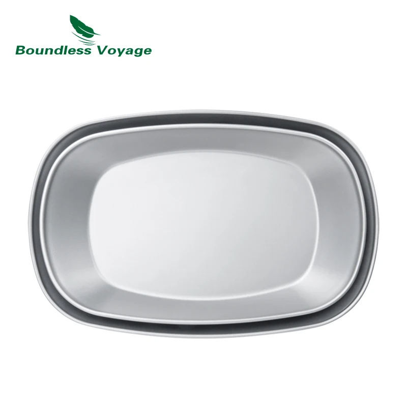 Imagem -02 - Boundless Voyage-placa de Titânio Prato de Metal Ultraleve Outdoor Camping Pan Louça para Peixe Frutas Lanches e Jantar Vegetal