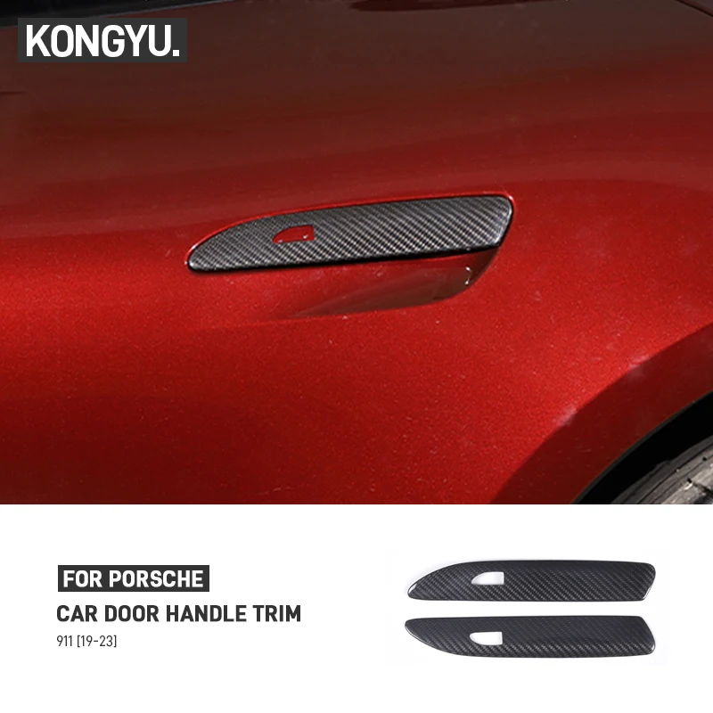 

Real Carbon Fiber Car Exterior Door Handel Frame Panel Cover Trim External Accessories For Porsche 911 2019 2020 2021 2022 2023