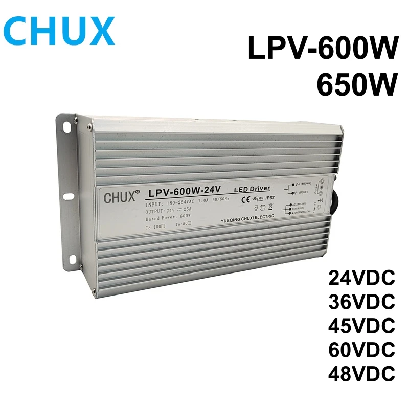 

CHUX Waterproof Power Supply 600W 24V 36V 48V Outdoor Waterproofing Dc Switching Power Supply Smps LPV-600W