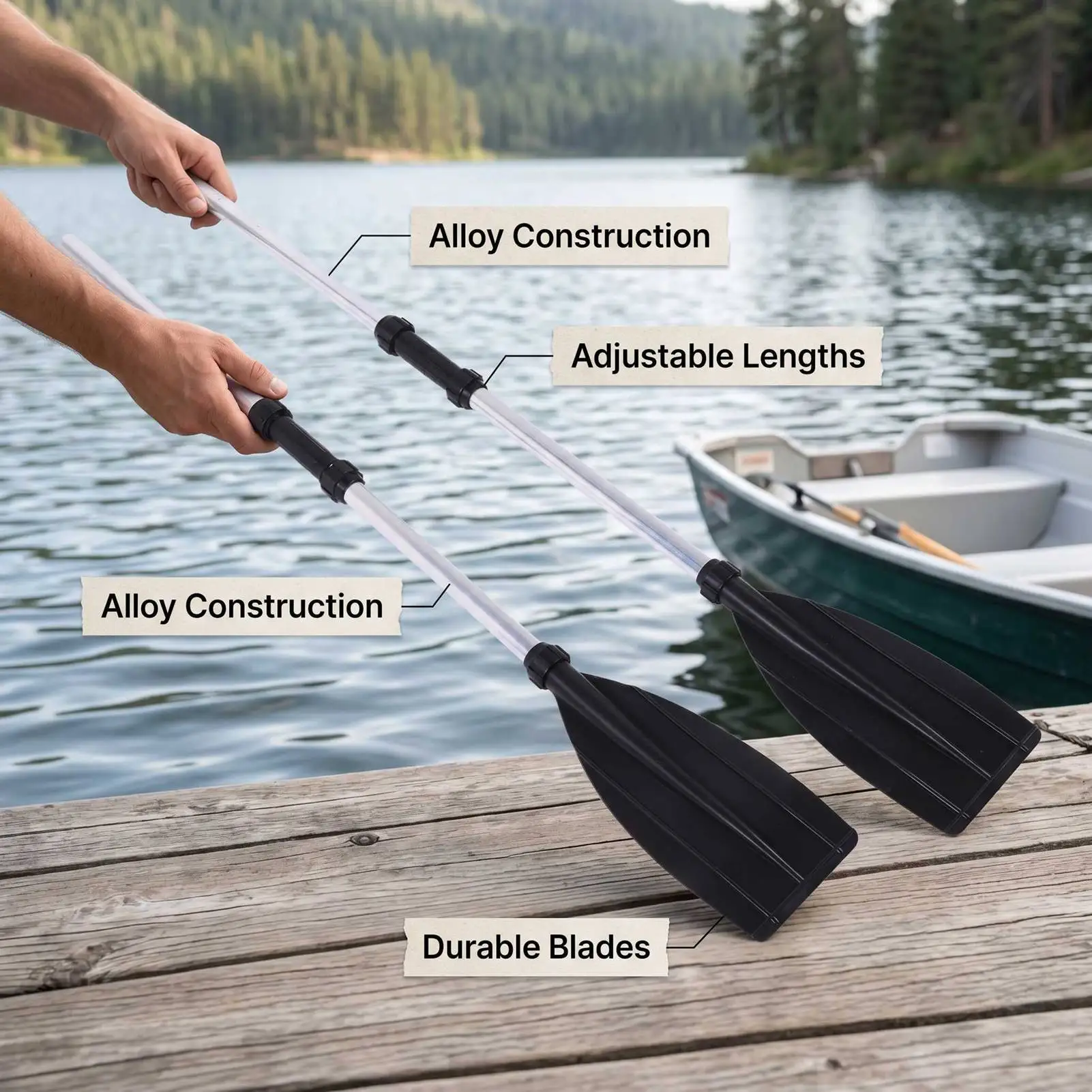 2pcs Boat Paddles Canoe Oar Convertible High Toughness Aluminum Alloy Kayak Paddle for Boat Canoes Detachable Boat Paddles