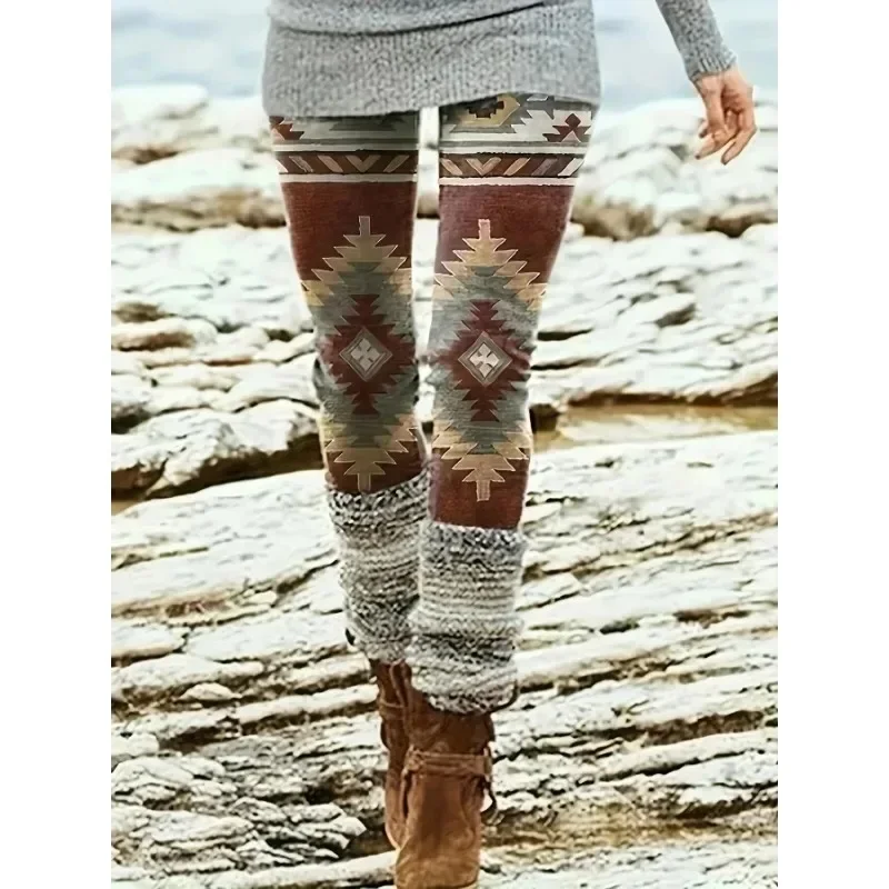 New Fashion Plus Size Bohemian Printed Leggings Women\'s Casual Printed Leggings