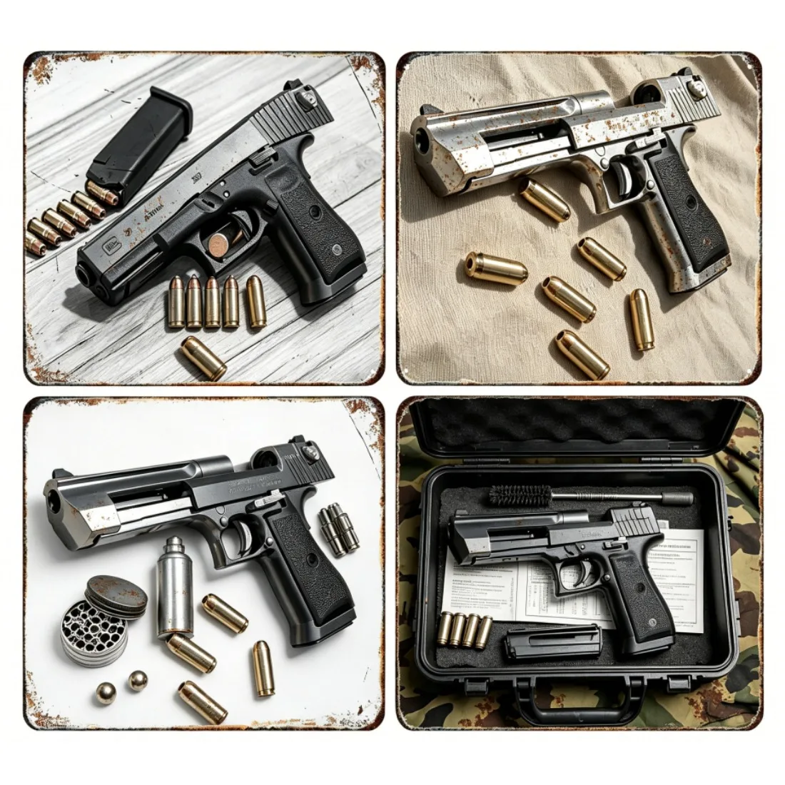 Alluring Vintage HD Pistol Metal Tin Sign, Fine Painting Wall Adornment, Indoor Decor for Home Bar Club Workshop
