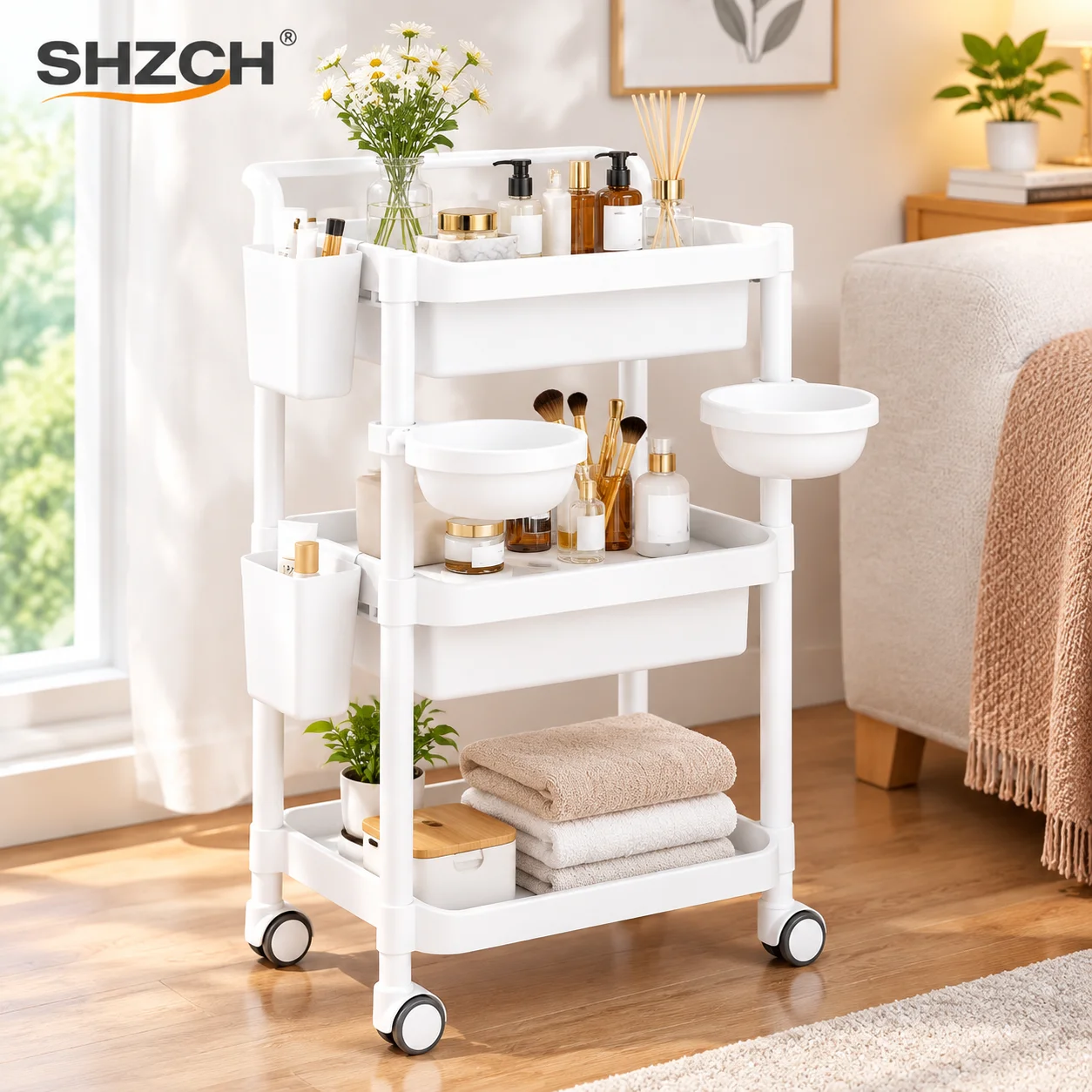 Japanese Style Simplicity Trolley Storable Barber Shop Modern Trolley Designer Multifunctional Furniture Pousser Un Chariot HBS