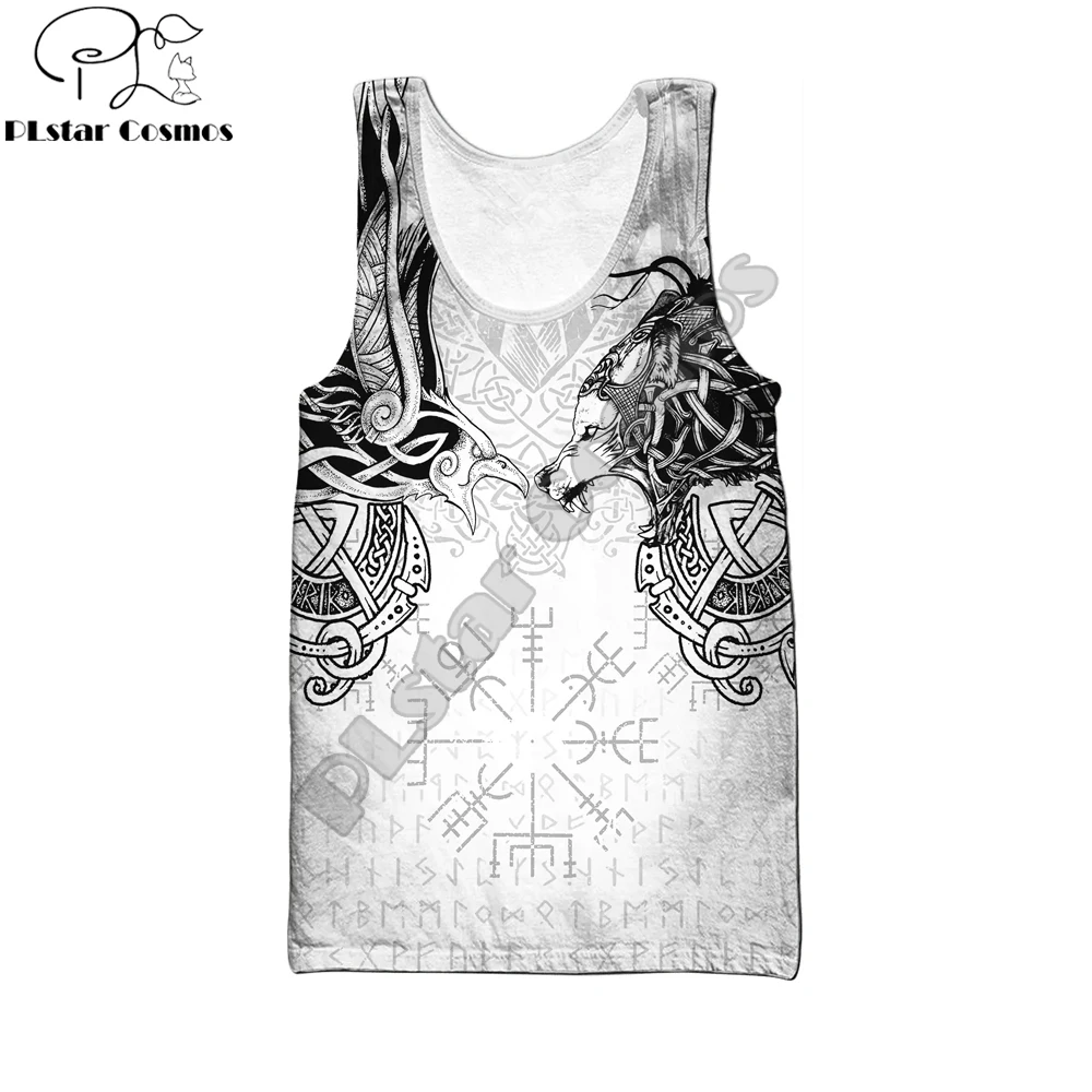 Odin Raven Fenrir Wolf Tattoo 3D Printed Men vest Summer Harajuku Sleeveless Tees Unisex Casual Polyester Tank Tops BX-74