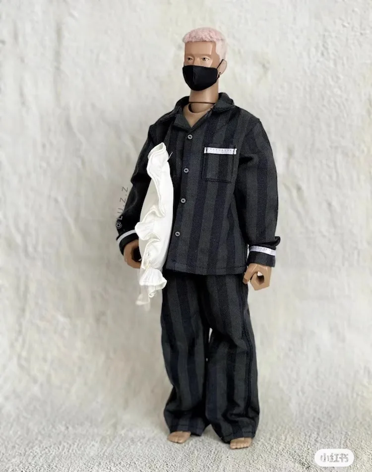 

Customize 1/6 Collection Trend Soldier BJD Clothes Accessories Handmade Striped Pyjama set Model Fit 12" Action Figure