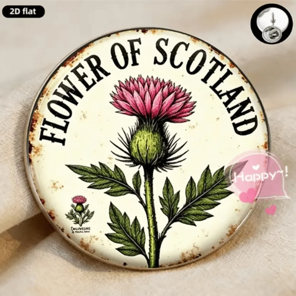 6/12/20 Pcs Scotland Thistle Lapel Pin for Bag, 2D Flat Vintage Brooch, St Andrews Day Burns Night Gift, Backpack Clothes Decor