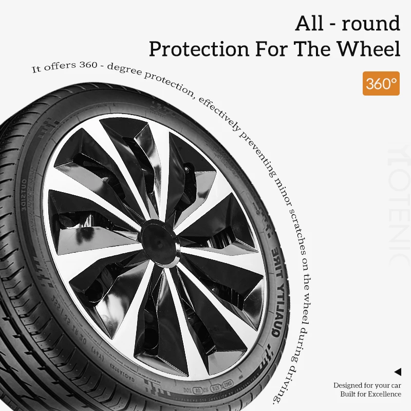 15 inch Knife Style Hubcaps Black & Silver Wheel Covers for Cars Set of 4 Fits Honda Volkswagen, Chevy, Mazda,Dodge Hub Caps