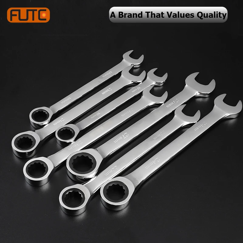 

6-12mm Ratchet Quick Dual-use Wrench Torque Spanner Chrome Vanadium Ring Gear Open-end Torx Wrench Car Repair Hand Hardware Tool