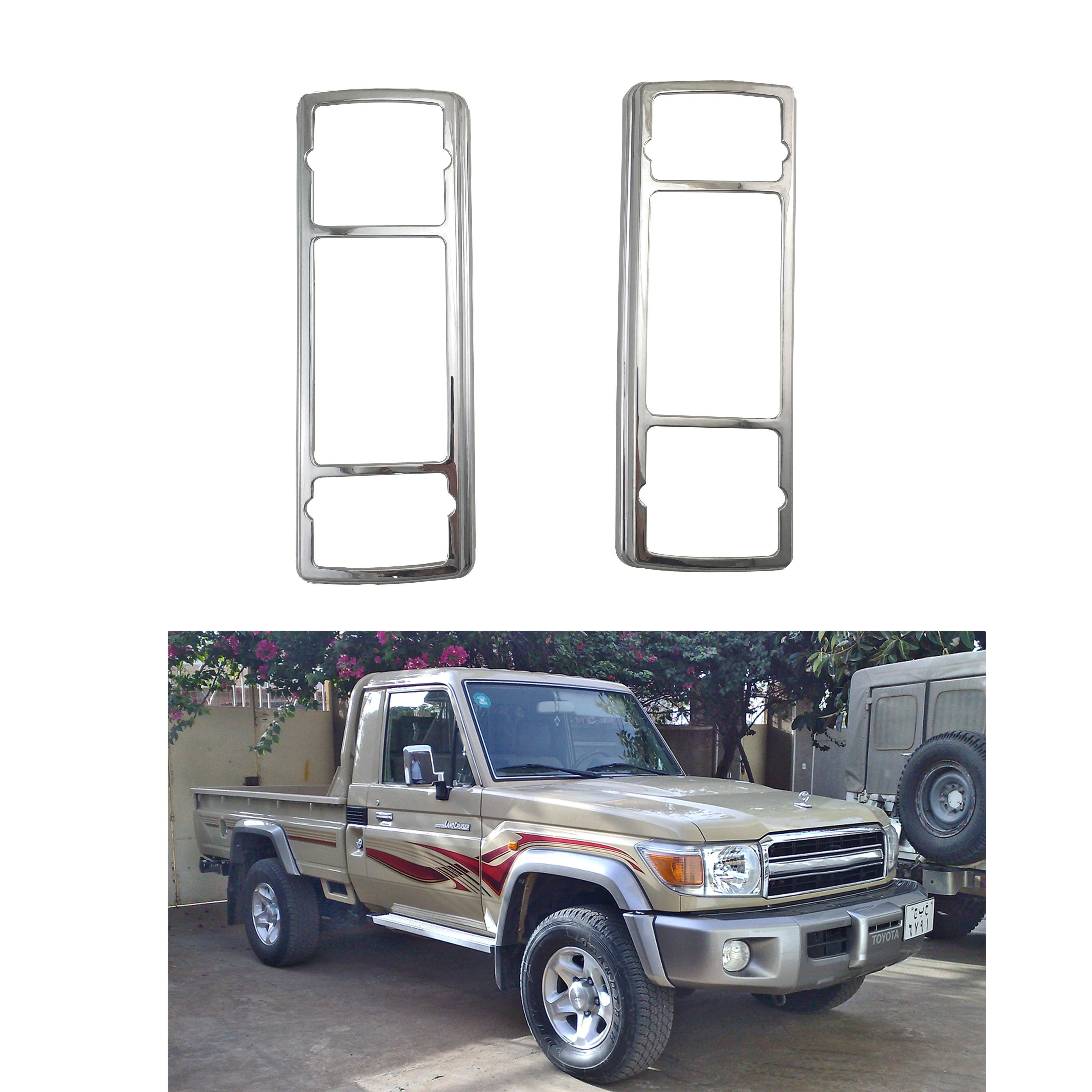 

Chrome Car Accessories Plated Rear Lamp Covers Trim Paste Style For Toyota Land Cruiser FJ70 LC70 70 Pickup