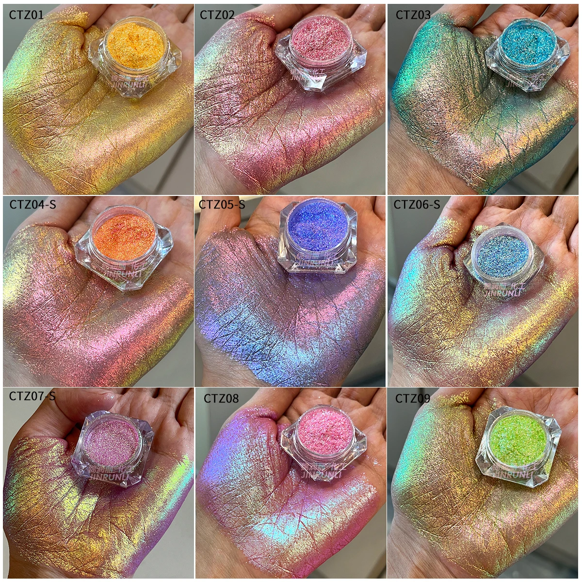 Silver Green Multichrome Highlighter Liquid Wet Eye Shadow Shimmer Metallic Private Label Cosmetic Lip Gloss Pigment Powder