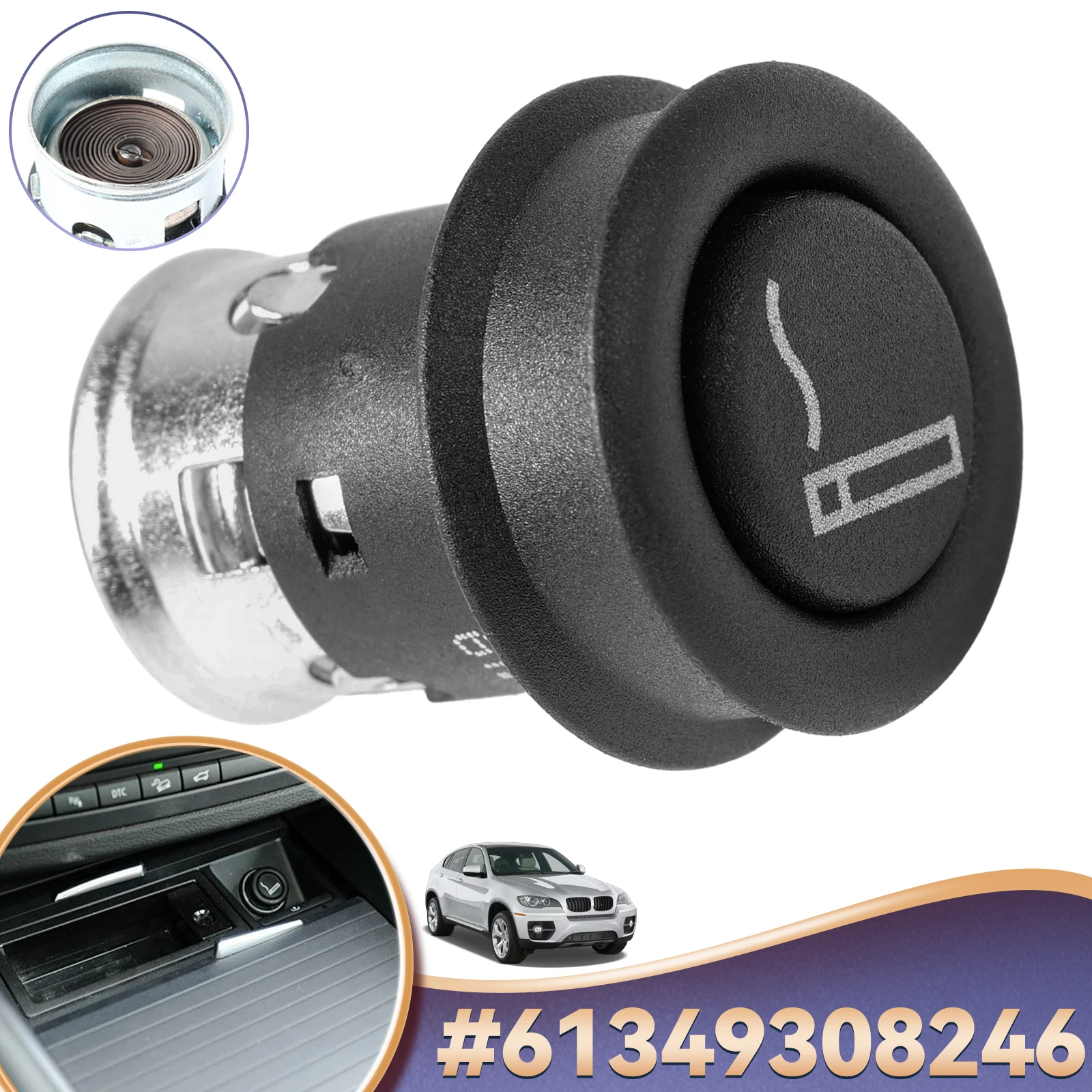 Cigarette Lighter 61349308246 Car Element Assembly Plug Automobiles Fit for BMW 1 2 3 4 5 6 7 Series X3 X5 X6 Z3 E90 E91 E36 E39