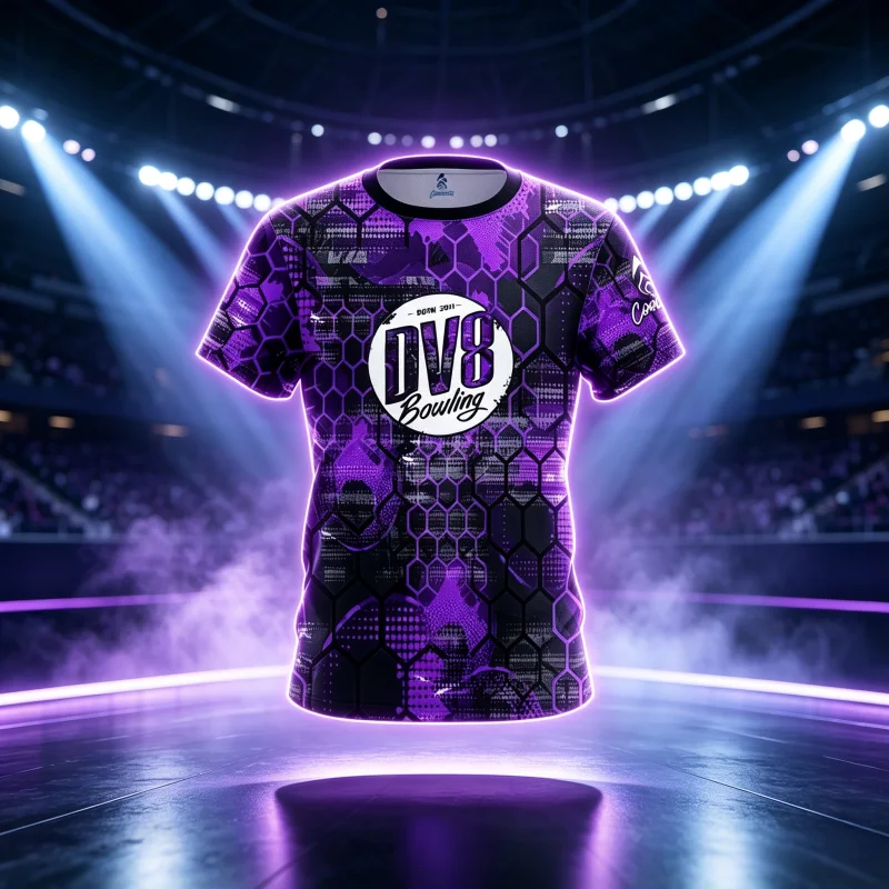 DV8 Bowling Performance Sports Jersey Full Body Red Baseball Seam Stitch Graphic Short Sleeve Pro Player Casual Family Kids Tees