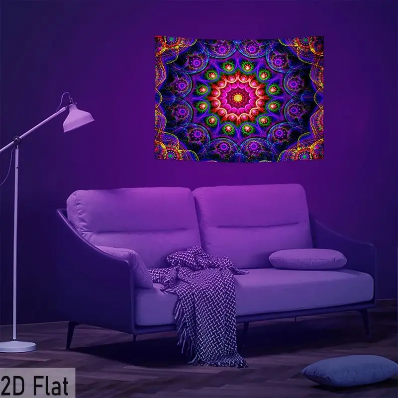 VIKAMA Mandala Kaleidoscope Illusory Tapestry, Bohemian Wall Art for Bedroom Living Room Dorm Meditation Decor