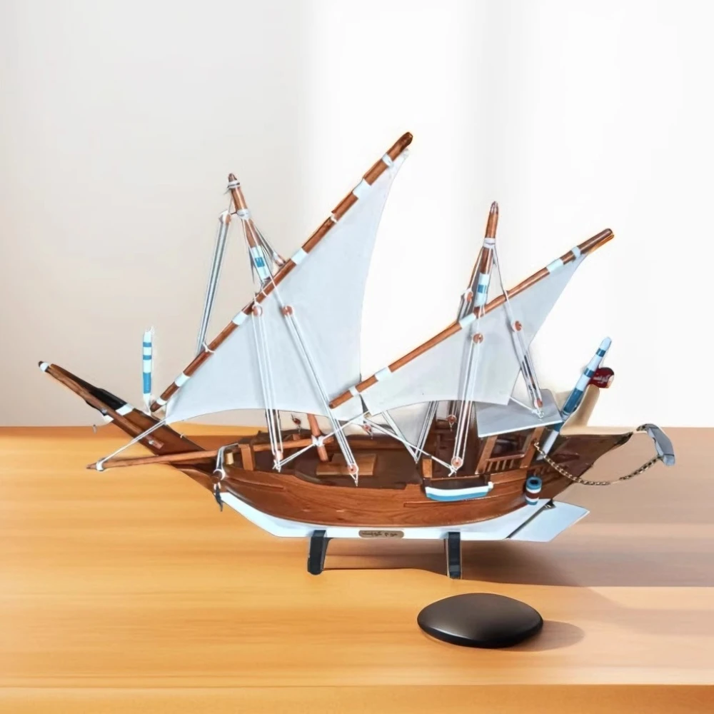 เรือใบไม้เครื่องประดับจําลอง STATIC เรือตกแต่งบ้าน Creative CRAFT เรือของขวัญ Smooth Sailing เครื่องประดับ