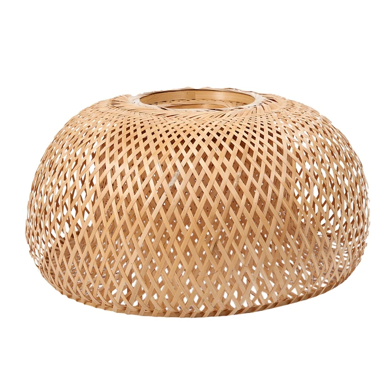 

Bamboo Wicker Rattan Lampshade Hand-Woven Double Layer Bamboo Dome Lampshade Asian Rustic