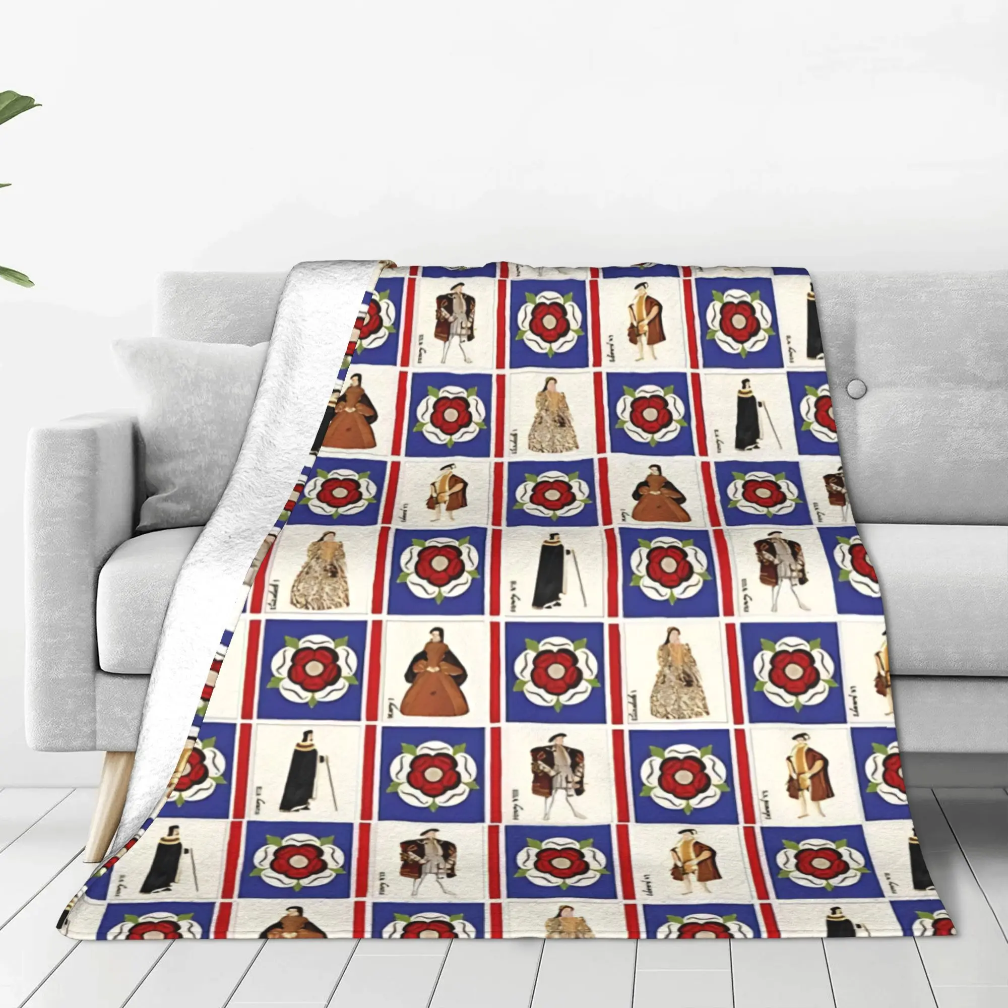 1PC Home Cutecore Heraldic Pattern  England Rose Blanket Super Cosy Plush Home Living Room Sofa Halloween