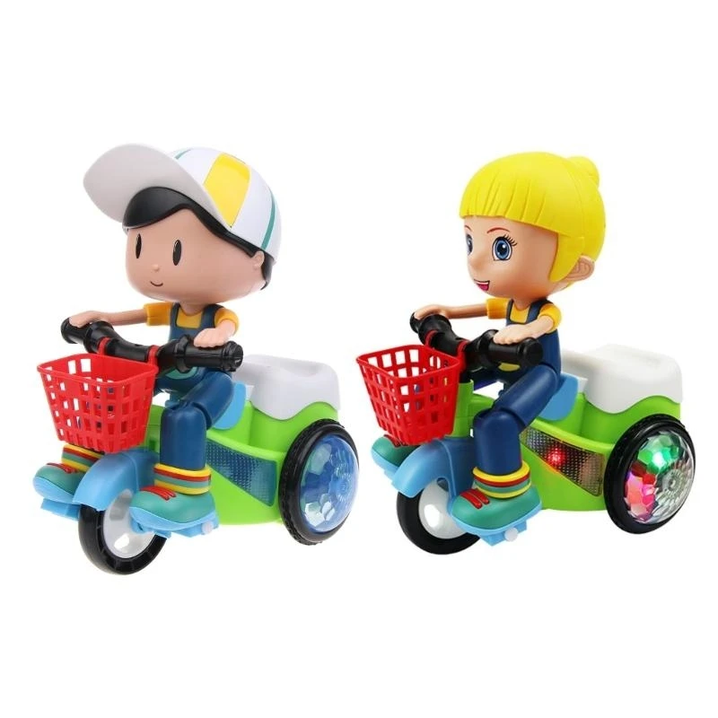 طفل حيلة لعبة دراجة نارية دوران الموسيقية دراجة ثلاثية العجلات لعبة للطفل بنين بنات مع مصباح مضيء الاطفال هدية الكريسماس 15UB