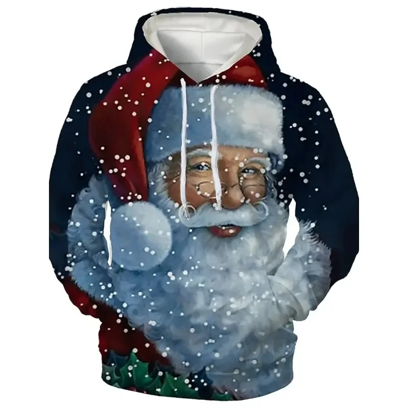 

Men's Graphic Hoodie 3D Printed Fashionable Santa Claus Daily Basics Pullover Sports Outdoor Vacation Vacation Hoodie
