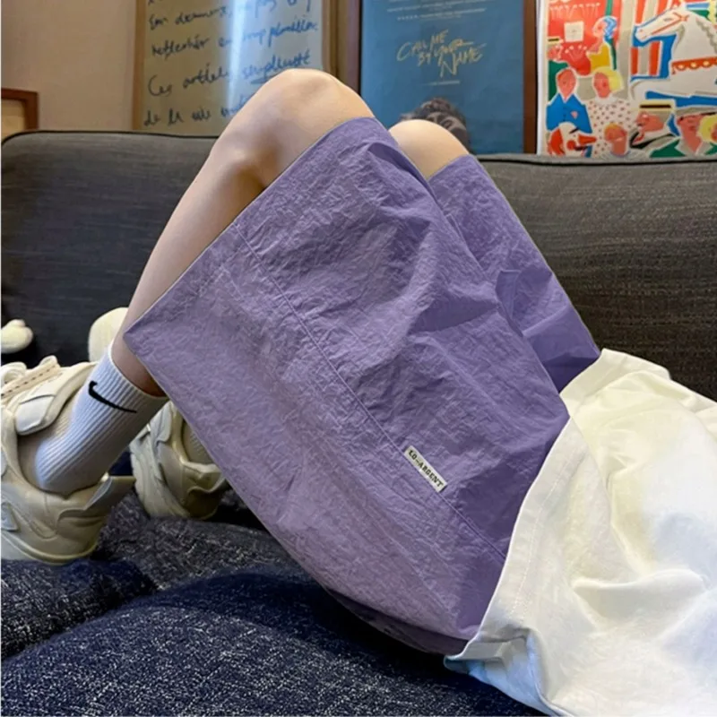 

Мужские шорты, летние повседневные шорты, брюки, комбинезоны на шнурке, универсальные корейские простые мешковатые брюки, трендовые модные мужские брюки