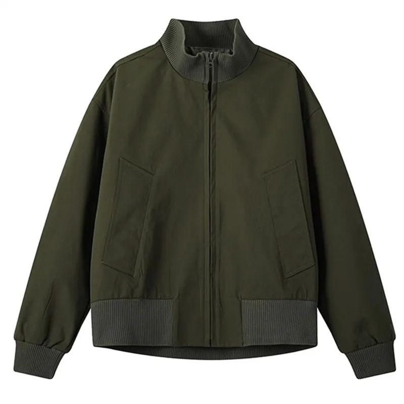 Spring Autumn Stand Collar Zipper Jackets Man Solid Loose Casual Outwear Men Fashion Daily Long Sleeve Unisex Jacket Plus Size