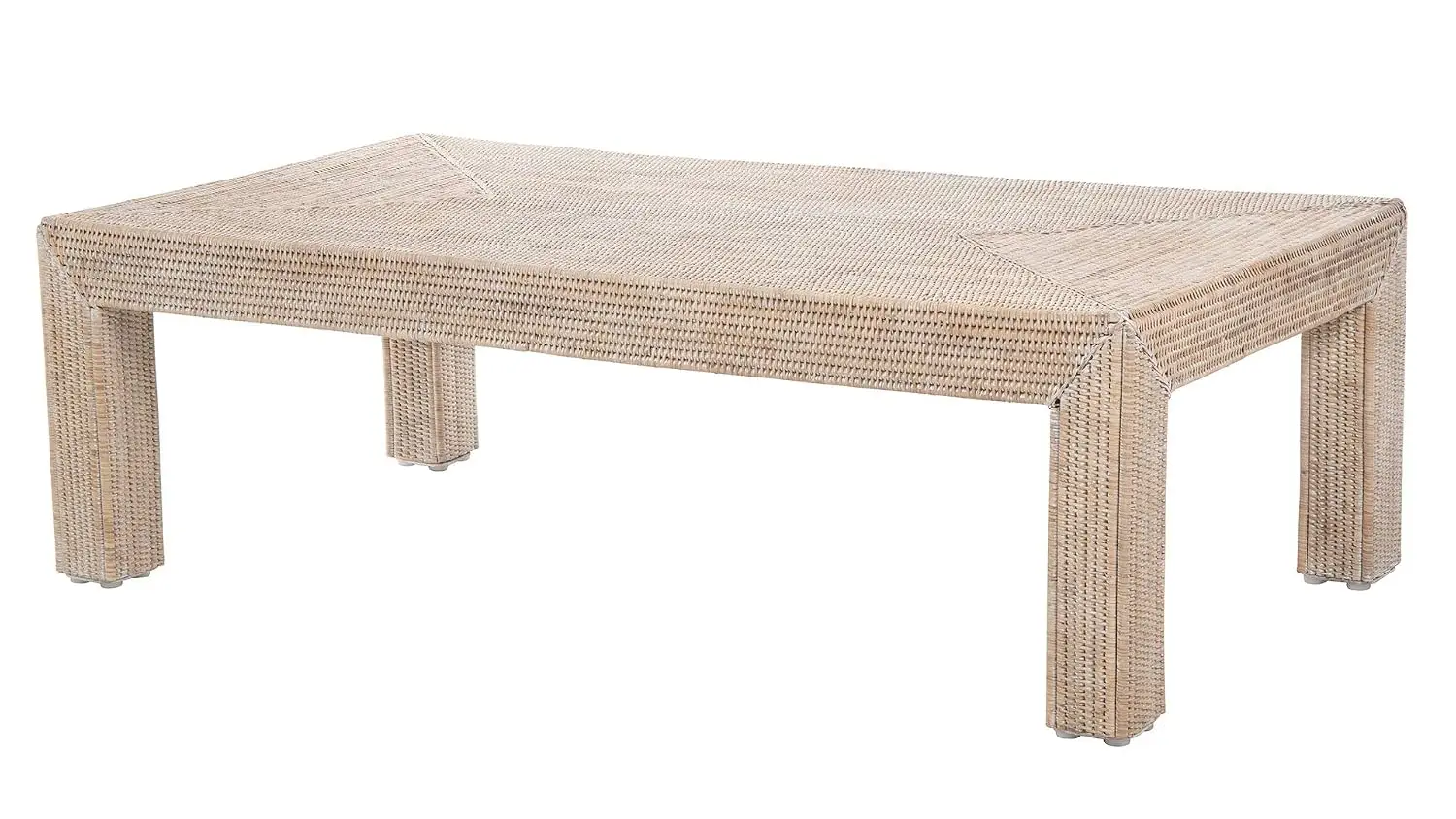 La Jolla Rattan Rectangular Coffee Table, White-Wash
