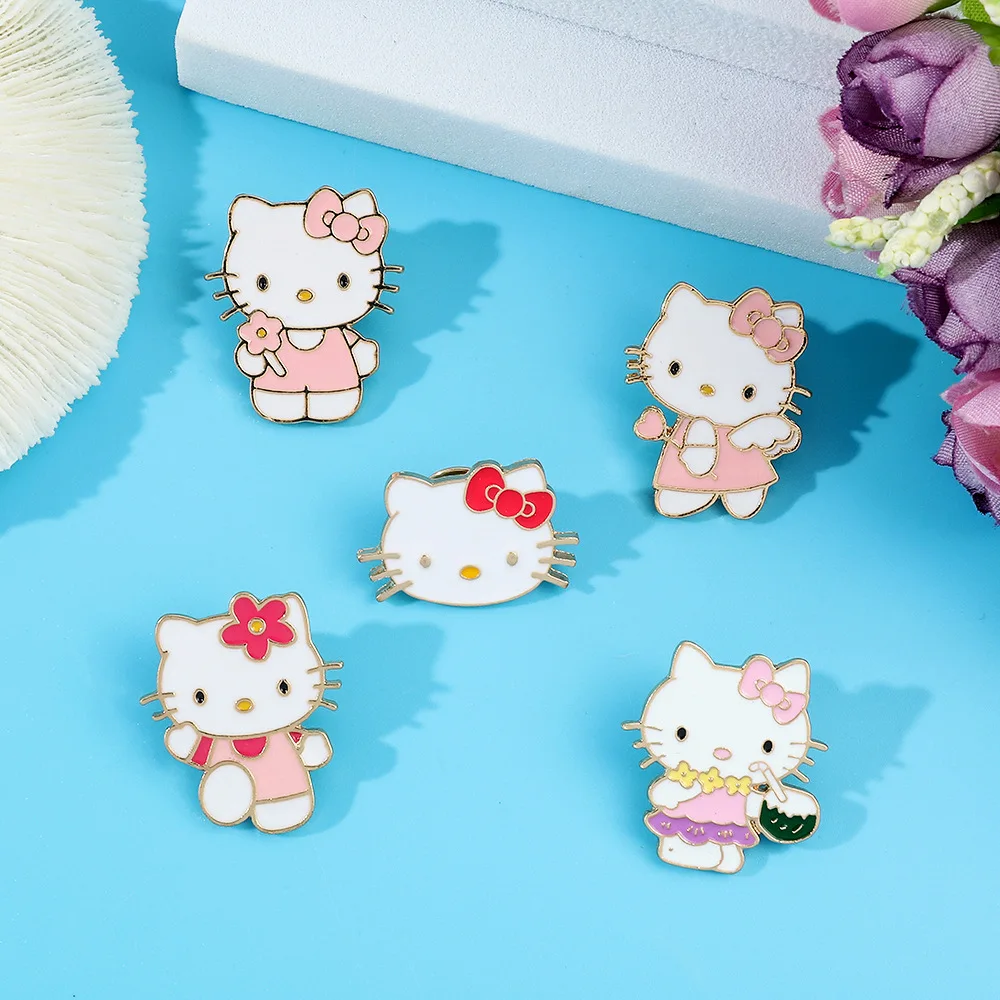 

Sanrio Hello Kitty Cartoon Cute Brooch Lapel Pins for Backpacks Metal Badge Bag Accessories Trendy Metal Brooch Jewelry