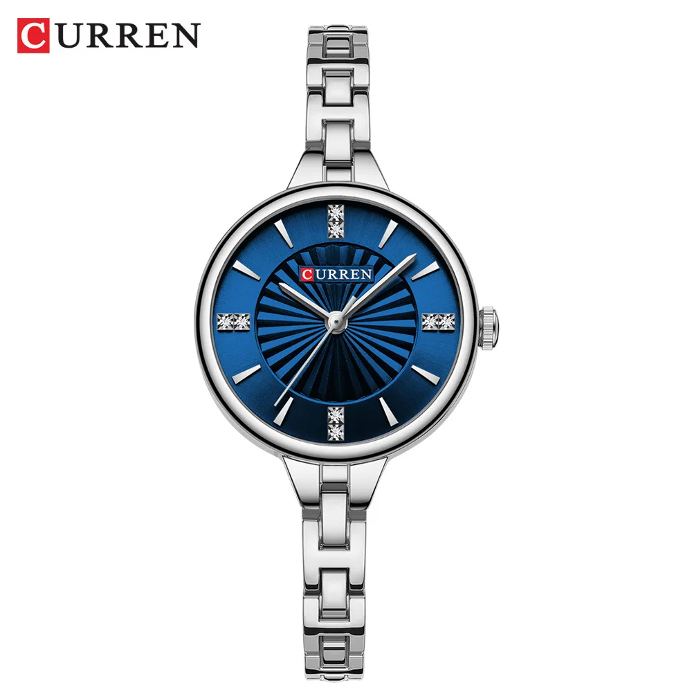 CURREN 9097 Women\'s Quartz Watch Fashion Elegant Leisure Gold Silvery Analog Display Stainless Steel Strap Wristwatch for Ladies