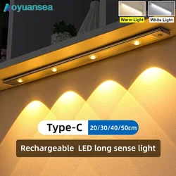 Aoyuansea LED Motion Sensor Light Wireless LED Night Lights Type C Rechargeable Lights Cabinet Wardrobe Lamp Staircase Backlight