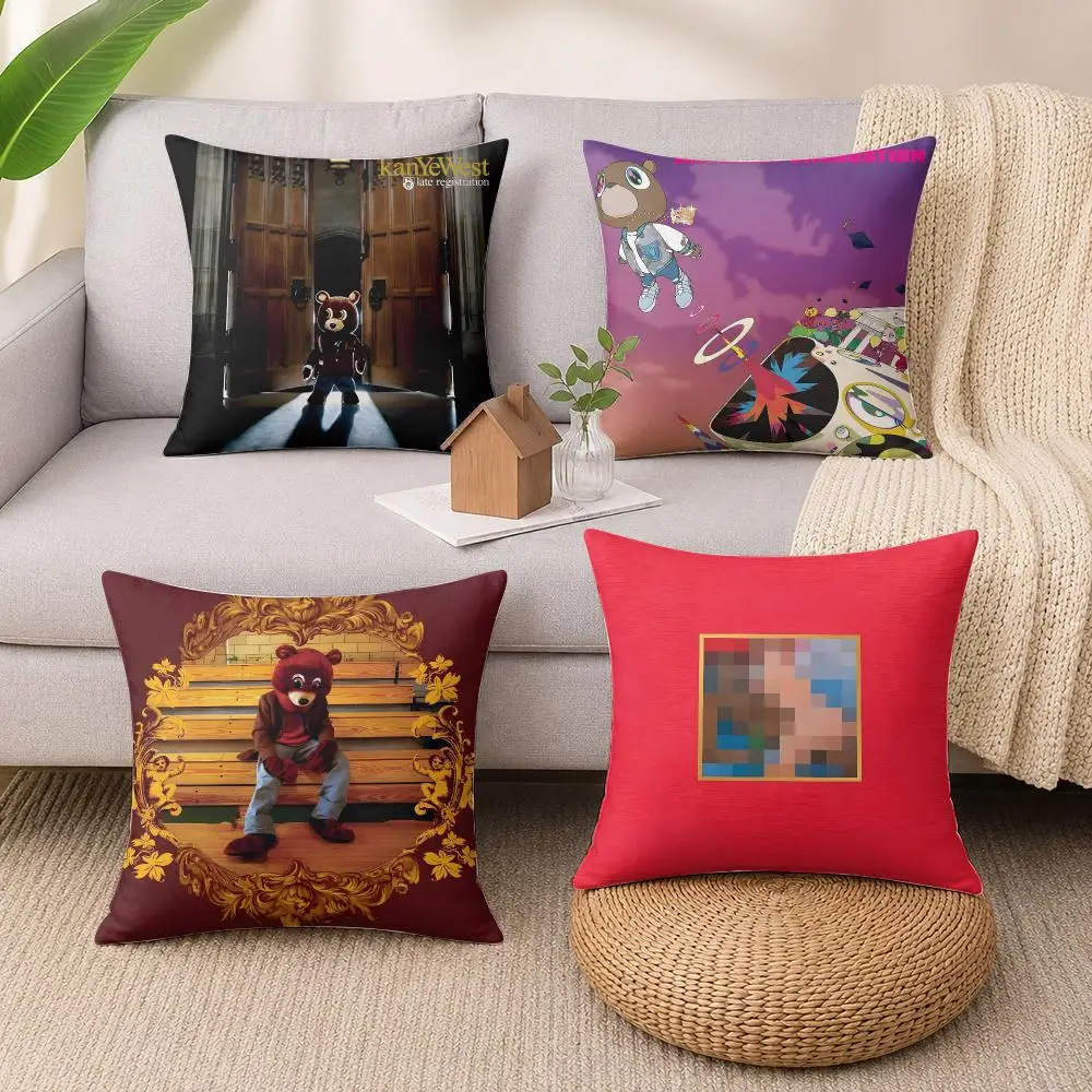 Rapper Singer K-Kanye West Cushion Cover Wrinkle-Resistant Short Plush Cushion Covers Breathable Machine-Washable