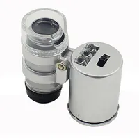 Portable Mini Pocket 60X Microscope Handheld Magnifying Glass Loupe UV Light Currency Detector Jeweler Magnifier with LED Light