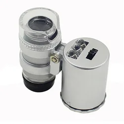 Portable Mini Pocket 60X Microscope Handheld Magnifying Glass Loupe UV Light Currency Detector Jeweler Magnifier with LED Light