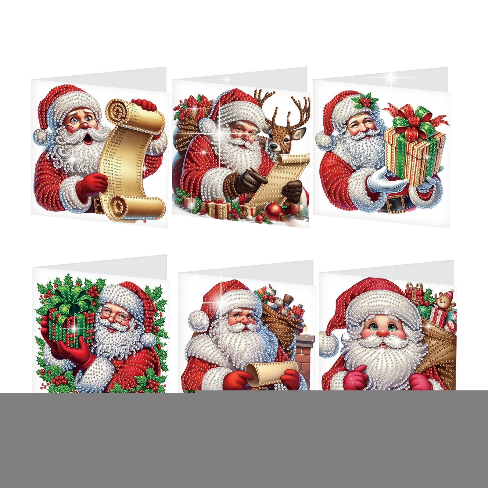 

6 шт. алмазная живопись поздравительные открытки с наборами конвертов, Санта-Клаус DIY алмазное искусство поздравительные открытки искусство подарки ручной работы