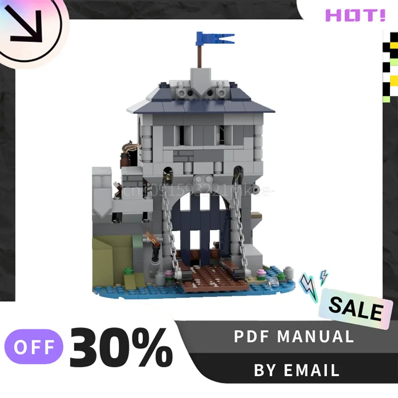 [1068PCS]Customized MOC Knights Outpost Creative Building Blocks Set STEM Educational Toys Construction Model Kit Birthday Gifts