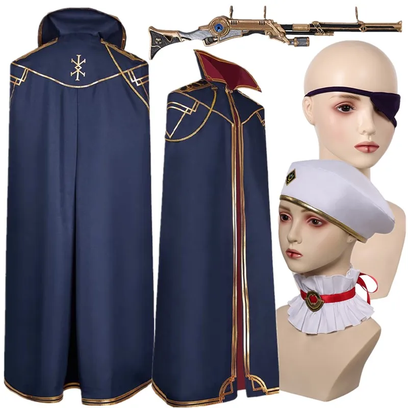 Arcane Caitlyn Cosplay Cloak Cape Costume Adult Women LoL Roleplay Hat Eyemask Outfits Weapon Prop Halloween Carnival Party Suit