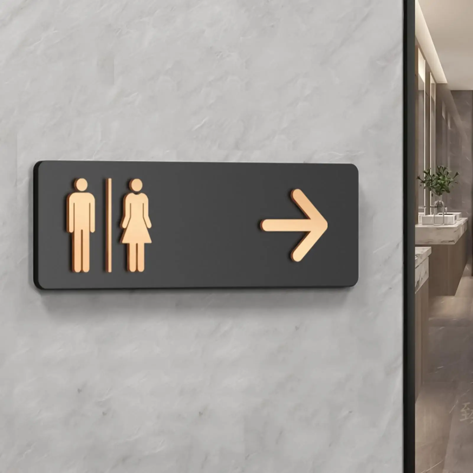 Adhesive Toilet Signage Acrylic Restroom Directional Sign wall-mounted Shopping mall toilet left/right directions