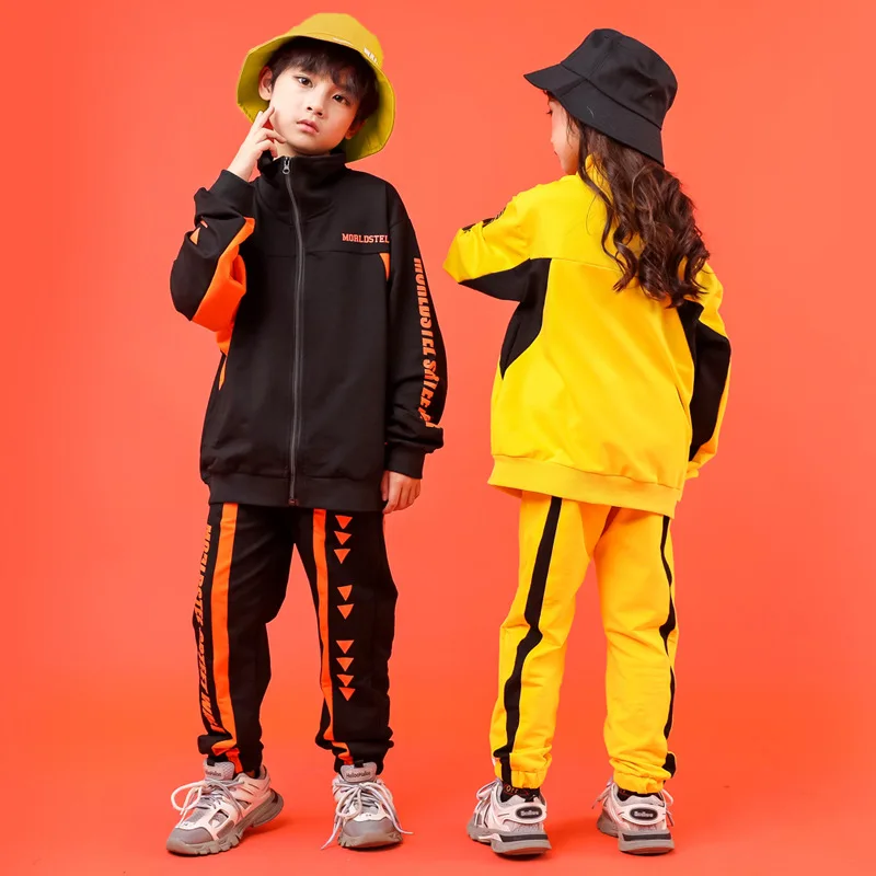 Ropa de baile para niños, disfraces modernos de Hip Hop para niñas y niños, camiseta de Jazz, pantalones, traje de abrigo, Ropa de baile de espectáculo, ropa de baile de salón